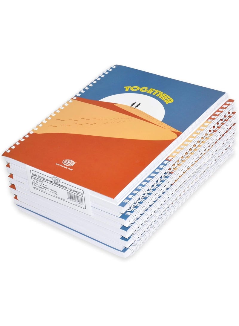 FIS Spiral Soft Cover Notebook Single Line 9X7 Inch, 100-Sheets 10-Piece - FSNB971906S - Image 1